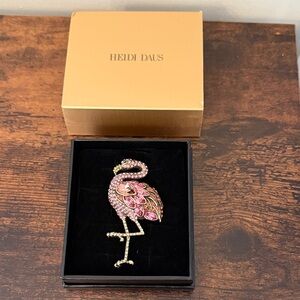 Heidi Daus Elegant Pink and Gold Flamingo Brooch